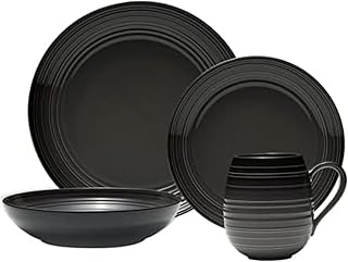 Mikasa Swirl Coupe Black 4 Piece Place Setting, Service For 1, Graphite Ombre