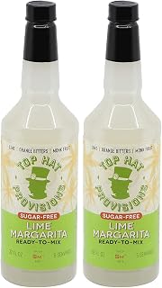 Top Hat Provisions Top Hat Keto Sugar Free Lime Margarita Mix - Naturally Sweetened with Monk Fruit - Craft Mixer for Skinny Margarita Cocktail Drinks - 2 Pack of 32oz Bottles