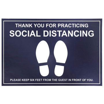 Social Distancing Floor Decals - Blue 12 x by HUBERT – Vinyl, Blue, Model SDFG12X18BLUE