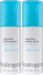 Neutrogena Hydro Boost Hydrating Makeup Setting Spray with Hyaluronic Acid,Setting Spray for Smooth,Dewy Skin,Fragrance Free,Non-Comedogenic & Hypoallergenic,3.4 fl. oz,(Pack of 2)