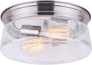 Canarm Albany 2 Flush Mount Light in Brushed Nickel with Seeded Glass