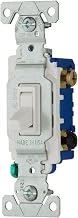 Cooper Wiring Devices 1303-7W Framed Grounded Toggle Switch (120 Vac, 15 A), White