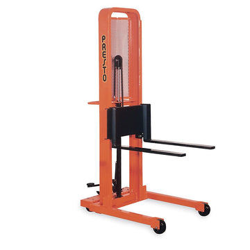 Foot-Operated Stackers - Adjustable 3"Wx25"L Forks - 5-1/4" Lowered Height by Presto – Metal, Model M-266
