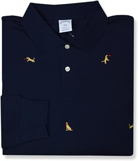 Brooks Brothers Mens Slim Fit All Mesh Dog Frisbee Cotton Long Sleeve Polo Shirt,