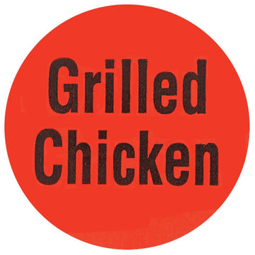 Grilled Chicken Labels Red Deli Dot Packaging Labels Black Imprint - 1"Dia 1000 Per Roll by HUBERT – 1 inch, Paper, Red, Pack of 1000, Model 18582