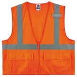 GloWear 8225Z ANSI High Visibility Orange Solid Reflective Safety Vest by Ergodyne – 4X-Large-5X-Large, Polyester, Zippered Orange, Model 21159