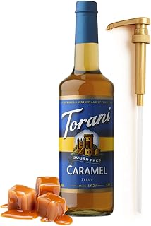 Syrup Pump Dispenser with Torani Sugar Free Caramel Syrup for Coffee, 25.4 oz Bundle – Syrup Pump Compatible With Torani Coffee Syrup