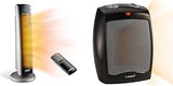 Oscillating Digital Ceramic Tower Heater (5586) and Lasko Ceramic Adjustable Thermostat Tabletop Heater (CD09250)