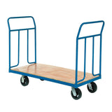 Wood Deck Platform Truck w/Removable Handles by Global Industrial – 25"L x 23.5"W x 6"H, Plywood Deck with Steel Frame, Blue, Model 241682