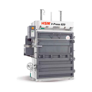 V-Press Plus Vertical Baler Compresses Plastic Foil & Cardboard by HSM – Beige, Model HSM6143