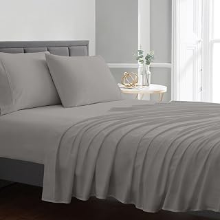 Egyptian Cotton Bed Sheets-800 Thread Counts 4Pcs Bed Sheet Set, Silver King Sheets Set, Long-Staple Combed Cotton, Sateen Weave for Soft and Cozy Feel, Fits Mattress Upto 21'' Deep Pocket