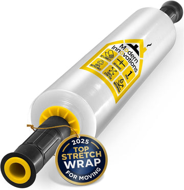 15 Inch Clear Stretch Wrap Roll with Handles (1 Roll-1000 Feet) Heavy Duty Shrink Wrap for Moving by Modern Innovations – 15 Inch, Plastic, Clear, Model MI 1135