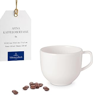Villeroy & Boch Afina Collection Small Coffee Cup, Premium Porcelain, Made in Germany, Dishwasher and Microwave Safe, 3.25 x 2.5 in, 5 oz Capacity, Stackable, Rich, Creamy White | Stackable porcelain coffee cup, made in Germany, dishwasher and microwave safe, saves space for a daily coffee ritual