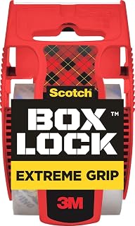 Scotch Box Lock Packing Tape, Clear, Extreme Grip Box Packaging Tape for Shipping and Mailing, 1.88 in x 22.2 yd, 1 Refill Roll