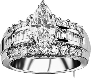 1.6 Carat t.w. GIA Certified Marquise Cut 14K White Gold Channel Set Baguette and Round Diamond Engagement Ring (D-E Color VVS1-VVS2 Clarity)