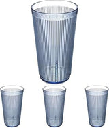 Carlisle FoodService Products Crystalon Stack-All Stackable Tumbler Plastic Tumbler with Ribbed Texture for Restaurants, Catering, Kitchens, Plastic, 21.5 Ounces, Blue (Pack of 4)
