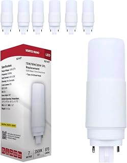 Satco S21427 7W LED PL Light Bulb G24d 2-Pin, Type A/B Dual Mode (Ballast Compatible or Bypass), 3500K Neutral White, 870 Lumens, Replaces 13W/18W/26W CFL, Frosted Lens, 120-277V, Damp, NSF (6 Pack)