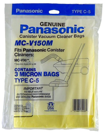 Replacement Bag for Canister by Panasonic – 1.34 cubic_inches, Panasonic, yellow, Pack of 3, Model MC-V150M