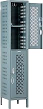 Global Industrial 2-Tier 2 Door Ventilated Locker,15"W x 18"D x 78"H,Unassembled