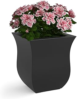 Mayne 5873-B Polyethylene Planter, Black 16x16 | All season, Indoor/Outdoor, Double-wall design, Fade resistant, 15-year warranty