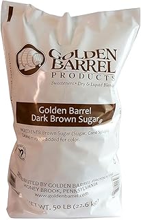 GOLDEN BARREL Dark Brown Sugar, 50 lb Bulk Size, Rich Molasses Cane Sugar for Baking, Sauces & Food Service