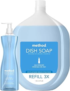 Method Sea Minerals Dish Soap and Refill,18 oz. Dispenser and Dish Soap Refill 54 oz. (Variety Pack)