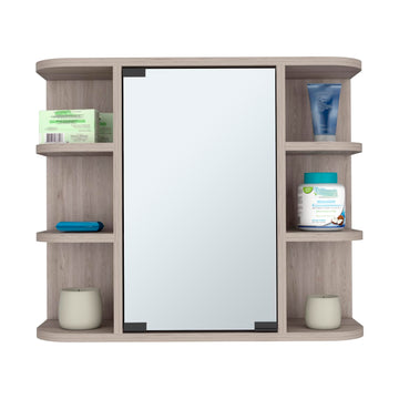 Milan Medicine Cabinet with Mirror by Tuhome – One Size, Engineered Wood, Light Gray, Model GLZ5592