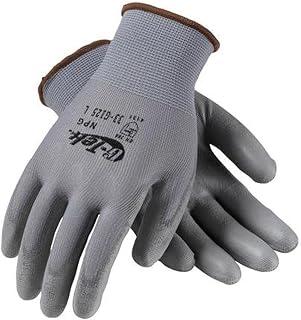 33-G125/S G-Tek NPG Gray Nylon Gloves with Polyurethane Grip, Gray Polyurethane Coated Palm and Fingers, Small, Pack of 300