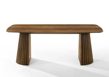 Sacks - Mid-Century Modern Herringbone Walnut Dining Table by Limari Home – Rubberwood, Walnut, Model LIM-85577