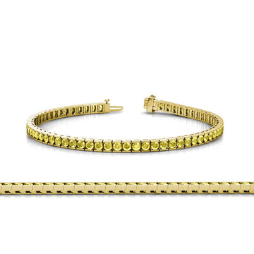 Yellow Sapphire 2mm Channel Set Tennis Bracelet 2.55 ctw 14K Yellow Gold by TriJewels – Yellow Sapphire, Yellow Gold, Yellow