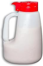 Tablecraft Sturdy Plastic Bottle Dispenser, 64 oz Option, Red Lid, Great for Pouring Syrup, Dressing, Batter and Coffee Creamer, Ideal for Foodservice, Commercial Restaurant and Kitchen Use