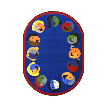 Joyful Faces Rug by Joy Carpets – 10'9" x 13'2" (Oval), Nylon, Blue, Model 1406GG-01