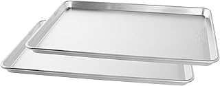 Nordic Ware Naturals Extra Large, 21 x 15 inch Baking Set - USA Made Aluminum Commercial Quality Pan for Baking or Roasting, Encapsulated Galvanized Steel Rim Prevents Warping, 2pk Big Sheet