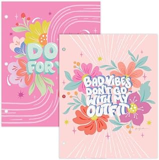 Lang Companies, Glitter Sparkle 2 Pack Folders | Girls' Flowers and Sayings Design