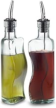 Tablecraft Puzzle Shaped Oil and Vinegar Bottle Set | Steel Free-Flow Pourers (Glass, 8-Ounce)