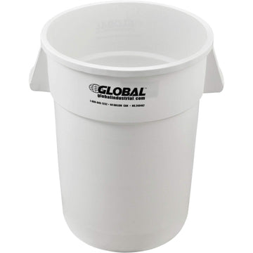 Commercial Round Trash Can by Global Industrial – 44 Gallon, 44.0 gallons, Polyethylene Resin, White, Model XDW-44WH