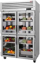 Turbo Air PRO-50-4R-GS-PT-N Pro Series Two Section Pass-Thru Refrigerator with Eight Half-Height Doors, Glass Front Doors/Solid Back Doors