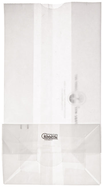 Bagcraft Papercon 300296 Dubl Wax SOS Bag, 6-lb Capacity, 11" Length x 6" Width x 3-5/8" Height, White (Case of 1000)