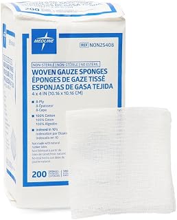 Medline Gauze S Ponge 8 Ply Woven Non-Sterile, 4 Inch x 4 Inch, 200 Count