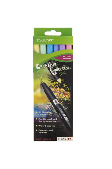 Dual Brushpens 6 Pens Primary by Tombow – 1 Count (Pack of 6), Plastic, multicoloured, Model ABT-6C-1