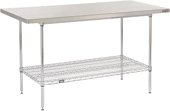 Global Industrial 60" W x 30" D 16 Gauge 304 Stainless Steel Work Table with Wire Undershelf