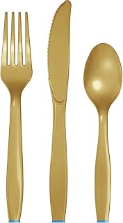 Creative Converting Gold Assorted Plastic Cutlery - 24 Pcs
