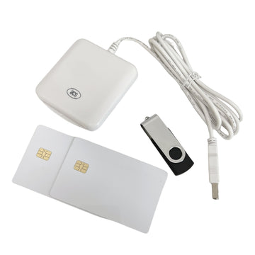 USB ACR38_I1 CAC PC/SC Contact Smart Chip IC Card Reader Writer Support ISO7816 A B C Memory Cards with 2PCS SLE4442 Chip Card by xcrfid – white