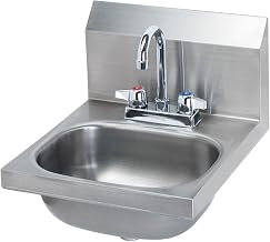 Krowne HS-18 Hand Sink, Wall Mount, 14-3/8"W x 16-5/8"D x 13-11/16"H OA, 7-15/16"H backsplash, 12-3/8" Wide x 9-5/8" Front-to-Back x 5-3/4" deep Bowl, 4" OC Deck Mount gooseneck Faucet