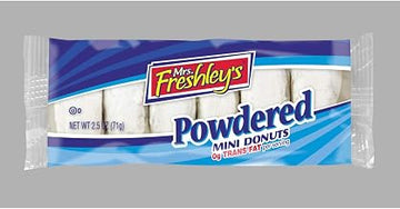 Mrs Freshleys Powdered Sugar Mini Donuts - 12 per pack -- 6 packs per case.