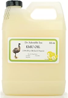Dr Adorable - 32 oz - Australian Emu Oil - Pure Triple Refined Organic | Natural Moisturizing for Skin Hair Massage DIY Beauty