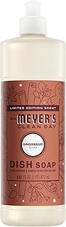 Mrs. MEYER'S CLEAN DAY Liquid Dish Soap, Limited Edition Gingerbread Scent, 16 Ounce Bottle | Cuts Through Grease, Removes 48-Hour Stuck on Food, Cruelty Free, Made with Essential Oils and Aloe Vera Extract