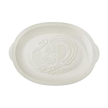 Mikasa Italian Countryside Stoneware Turkey Platter, 18 Inch, Cream