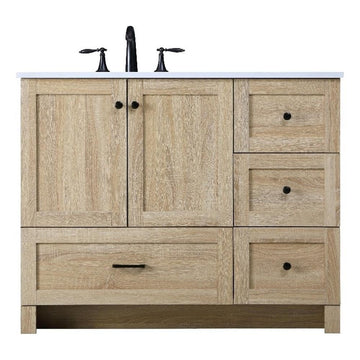 Mango Wood Bathroom Vanity - Soma Collection by by Elegant Lighting – Engineered Wood, Mango Wood, Model VF2842MW