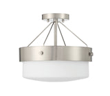 Oak Street 2 Light Convertible Semi Flush Brushed Polished Nickel by Craftmade – Medium, Glass, Brushed Polished Nickel, Model XS3213-BNK